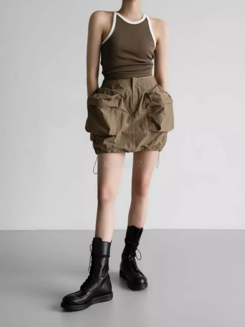 Paper Moon - Korean Women Fashion - #womensfashion - Nylon Out Pocket Mini Skirt - 4