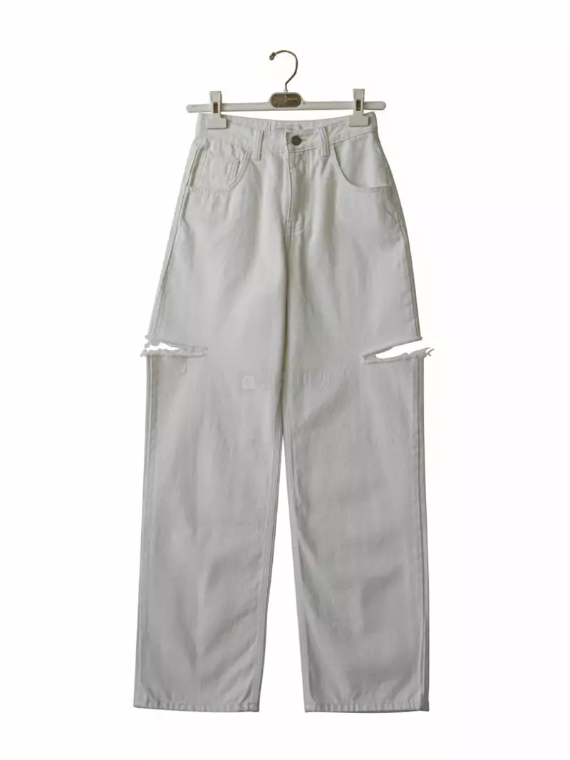 Paper Moon - Korean Women Fashion - #momslook - Cut Out Jeans - 4