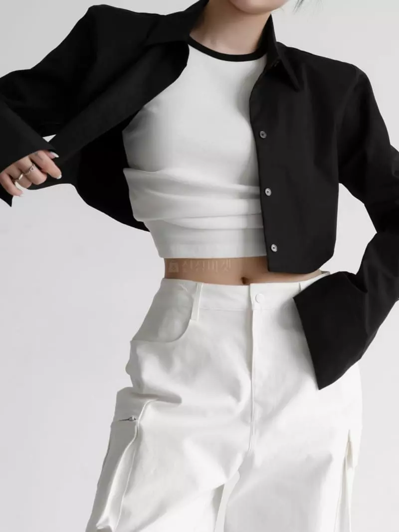 Paper Moon - Korean Women Fashion - #womensfashion - Shoulder Crop Shirt - 7