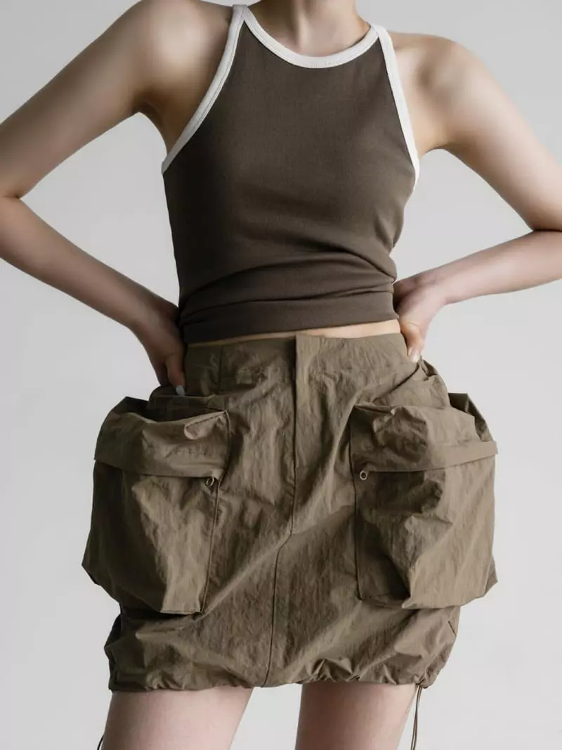 Paper Moon - Korean Women Fashion - #womensfashion - Nylon Out Pocket Mini Skirt - 3