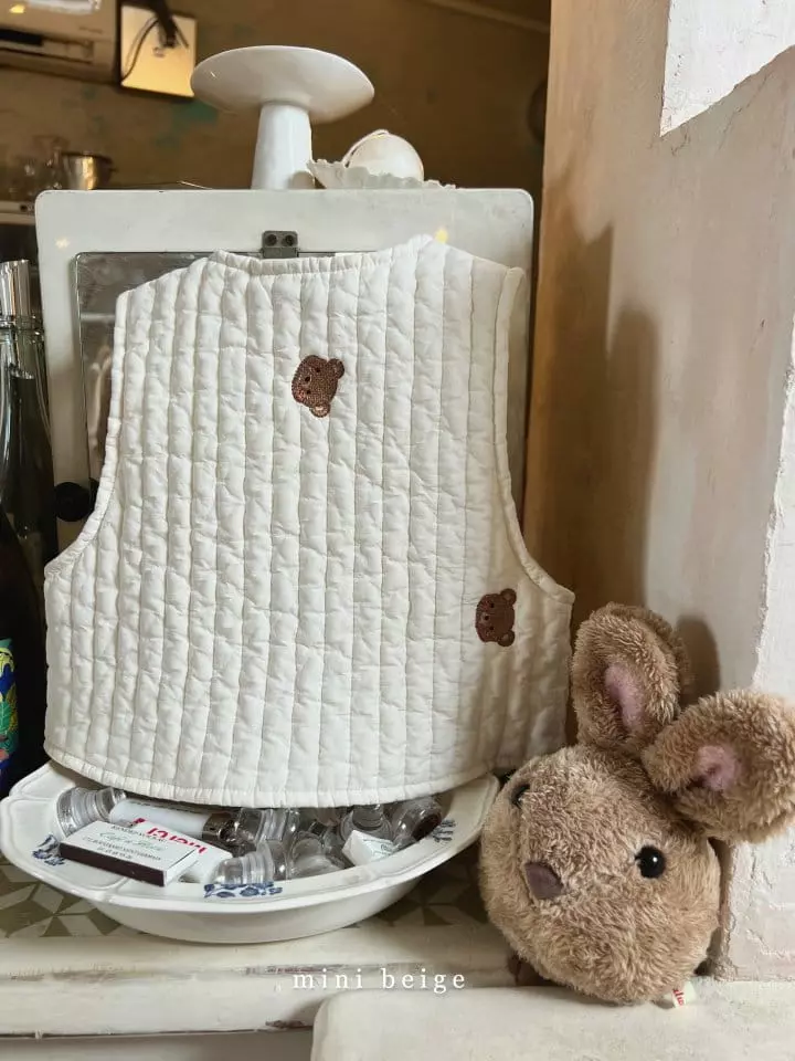 The Beige - Korean Baby Fashion - #babyboutique - Bear Embroidery Vest