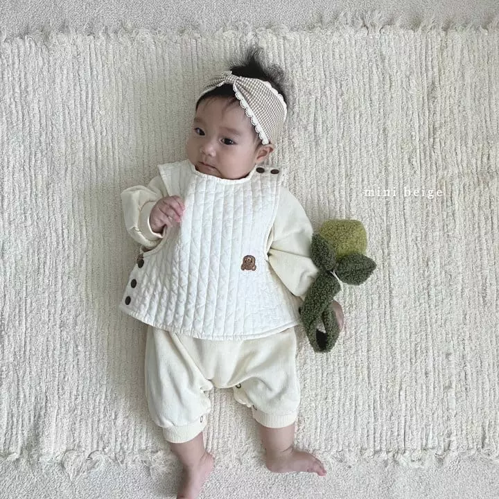The Beige - Korean Baby Fashion - #babylifestyle - Bear Embroidery Vest - 7