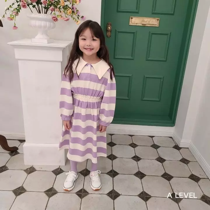 A Level - Korean Children Fashion - #childrensboutique - Stripes Collar One-piece