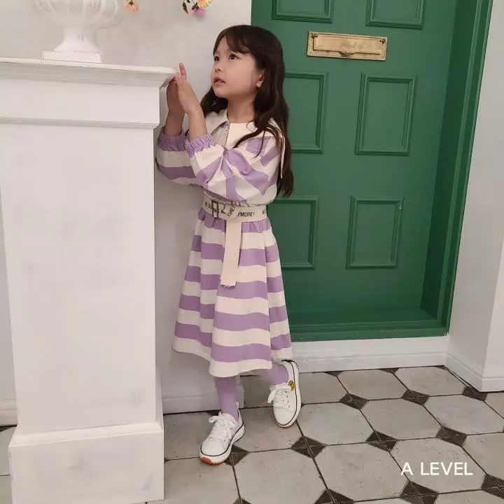 A Level - Korean Children Fashion - #discoveringself - Stripes Collar One-piece - 3