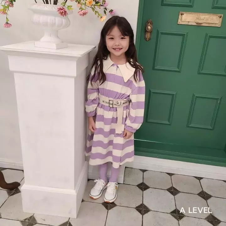A Level - Korean Children Fashion - #discoveringself - Stripes Collar One-piece - 4
