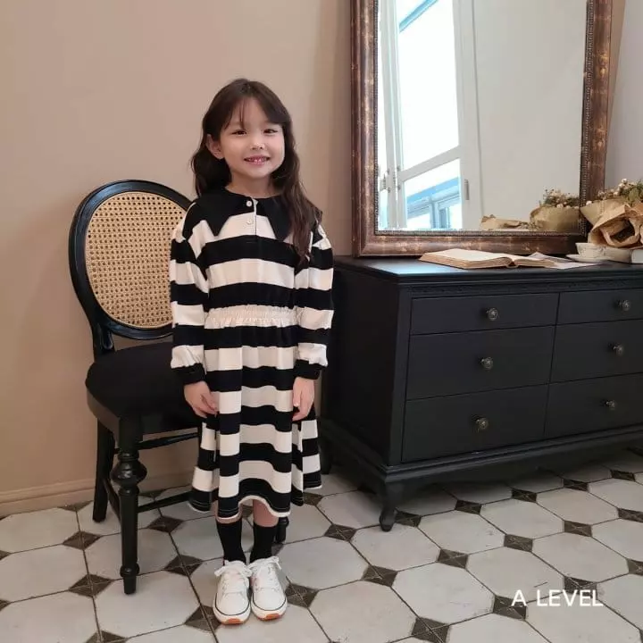 A Level - Korean Children Fashion - #kidsshorts - Stripes Collar One-piece - 5