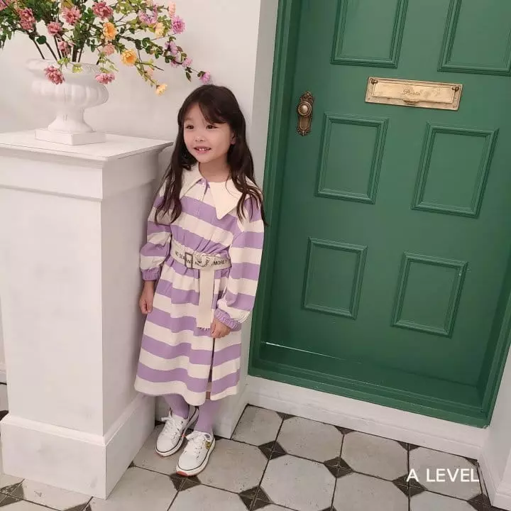 A Level - Korean Children Fashion - #littlefashionista - Stripes Collar One-piece - 9