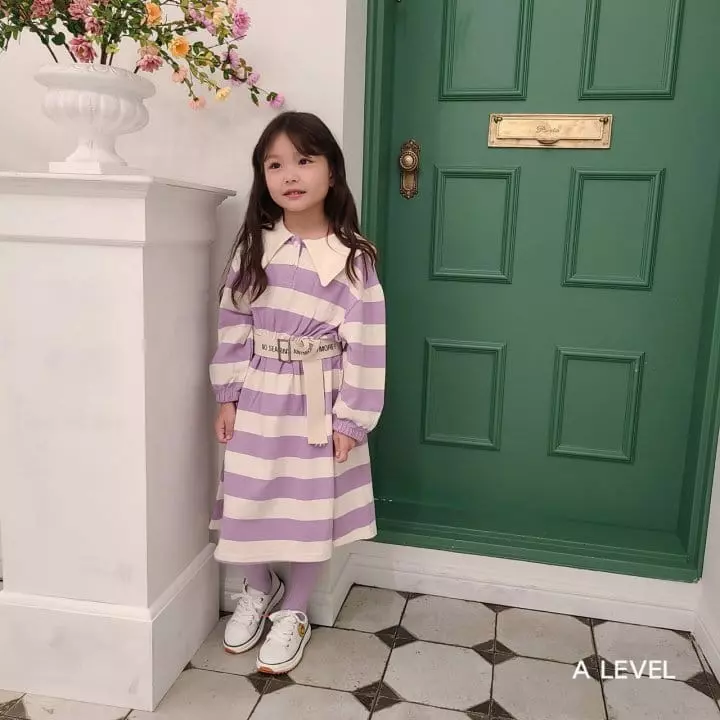 A Level - Korean Children Fashion - #prettylittlegirls - Stripes Collar One-piece - 12