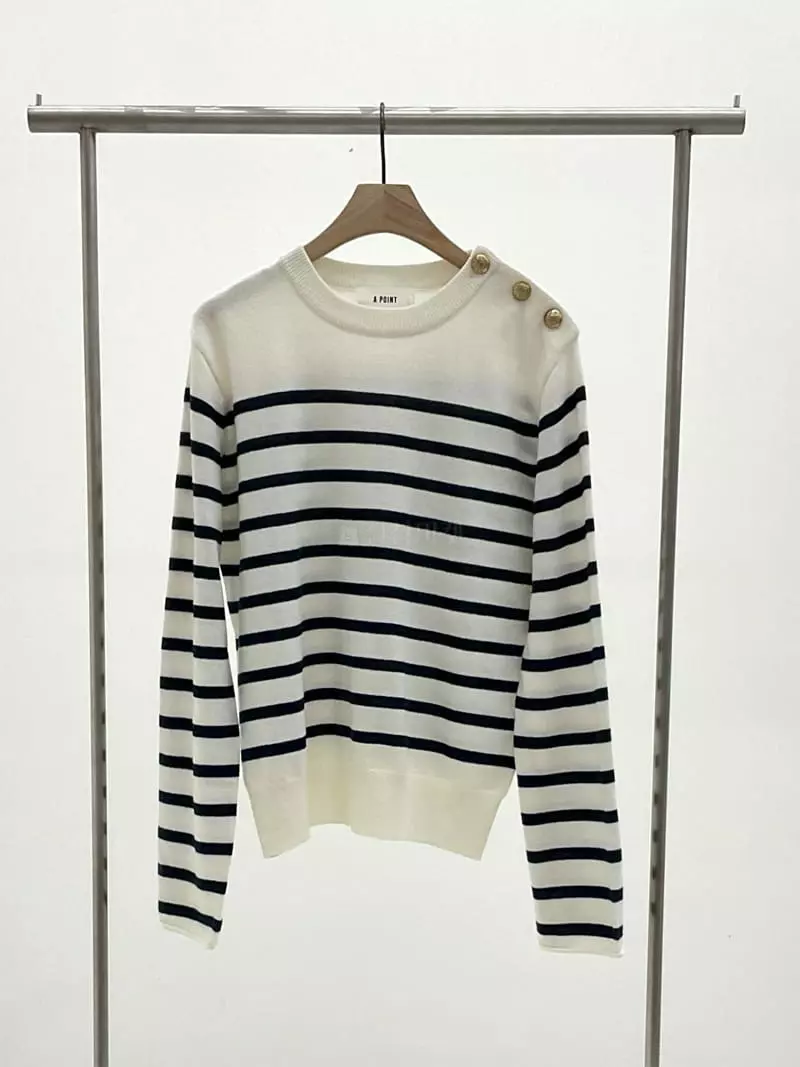 A Point - Korean Women Fashion - #momslook - Stripes Knit