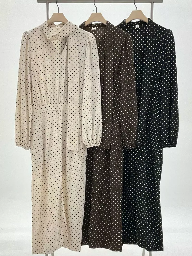 A Point - Korean Women Fashion - #momslook - Dot One-piece