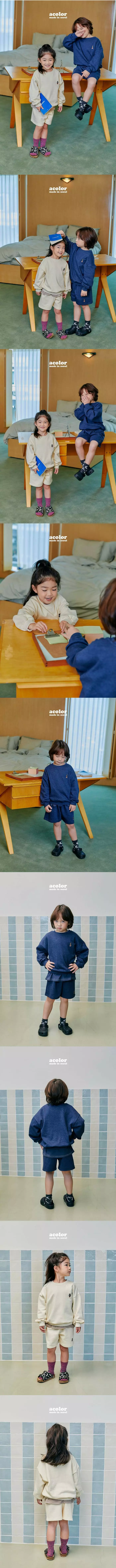 Acolor - Korean Children Fashion - #minifashionista - Bear Sweatshirt  Top Bottom Set - 2