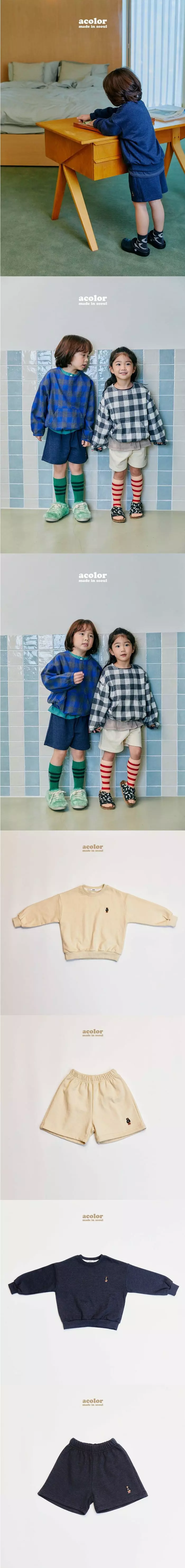 Acolor - Korean Children Fashion - #prettylittlegirls - Bear Sweatshirt  Top Bottom Set - 3