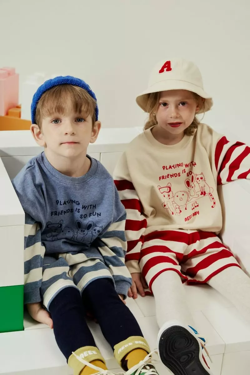 Aeeeday - Korean Children Fashion - #designkidswear - Stripes Mix Top Bottom Set - 2