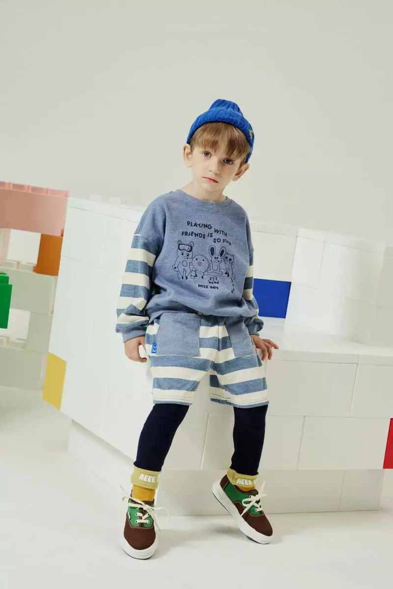 Aeeeday - Korean Children Fashion - #discoveringself - Stripes Mix Top Bottom Set - 3