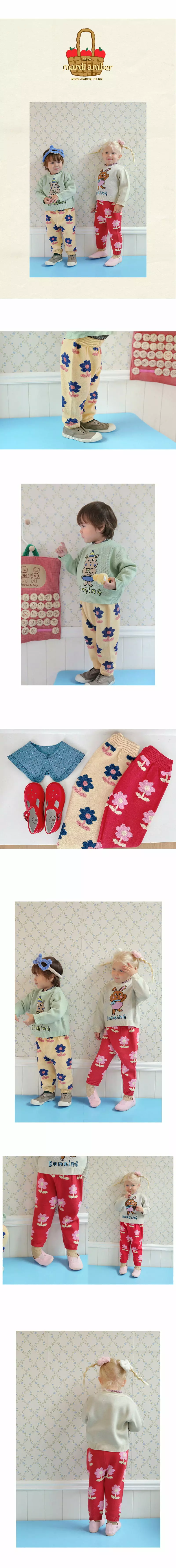 Amber - Korean Children Fashion - #kidsshorts - Floral Knit Pants - 2