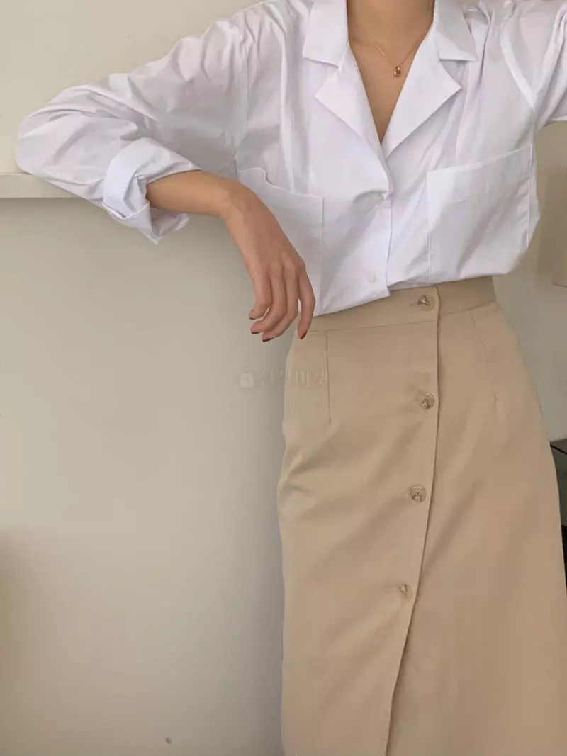 Ame - Korean Women Fashion - #momslook - Button SKirt - 11