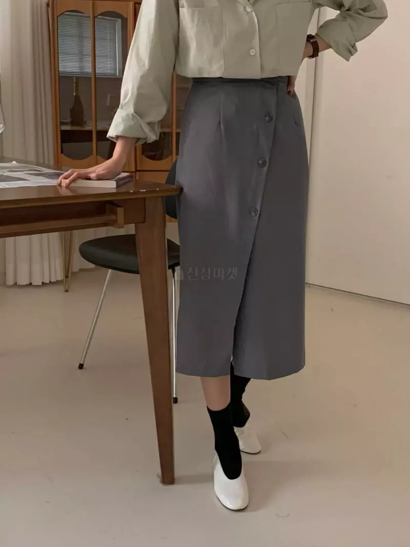 Ame - Korean Women Fashion - #momslook - Button SKirt - 5