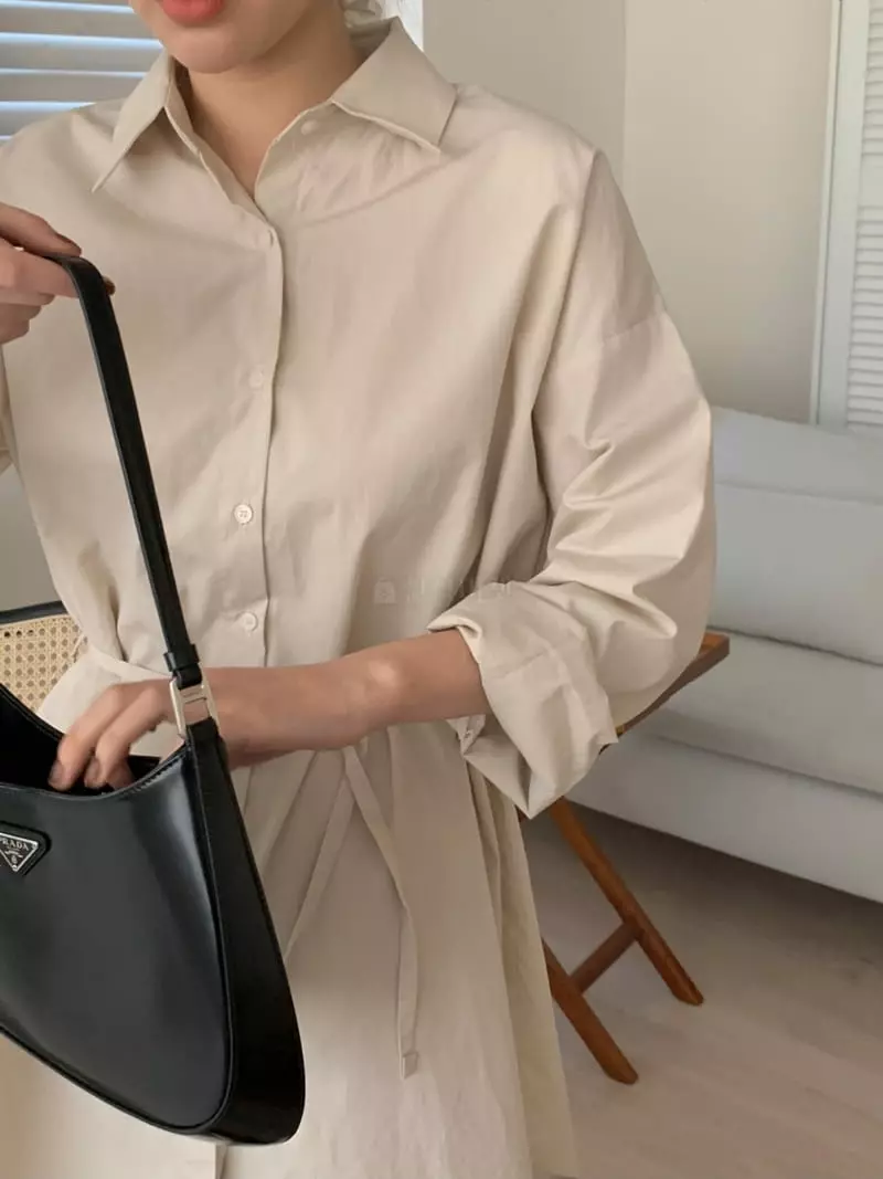 Ame - Korean Women Fashion - #momslook - Long Shirt One-piece - 12