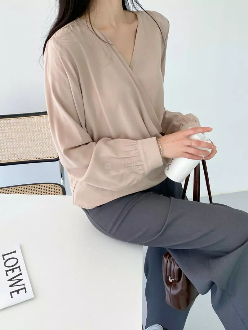 Ame - Korean Women Fashion - #thatsdarling - Slik Wrap Blouse - 6