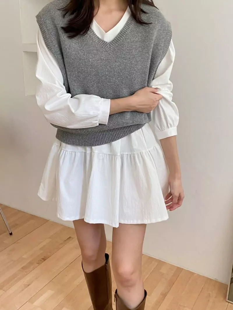Ame - Korean Women Fashion - #vintageinspired - Cancan One-piece - 5