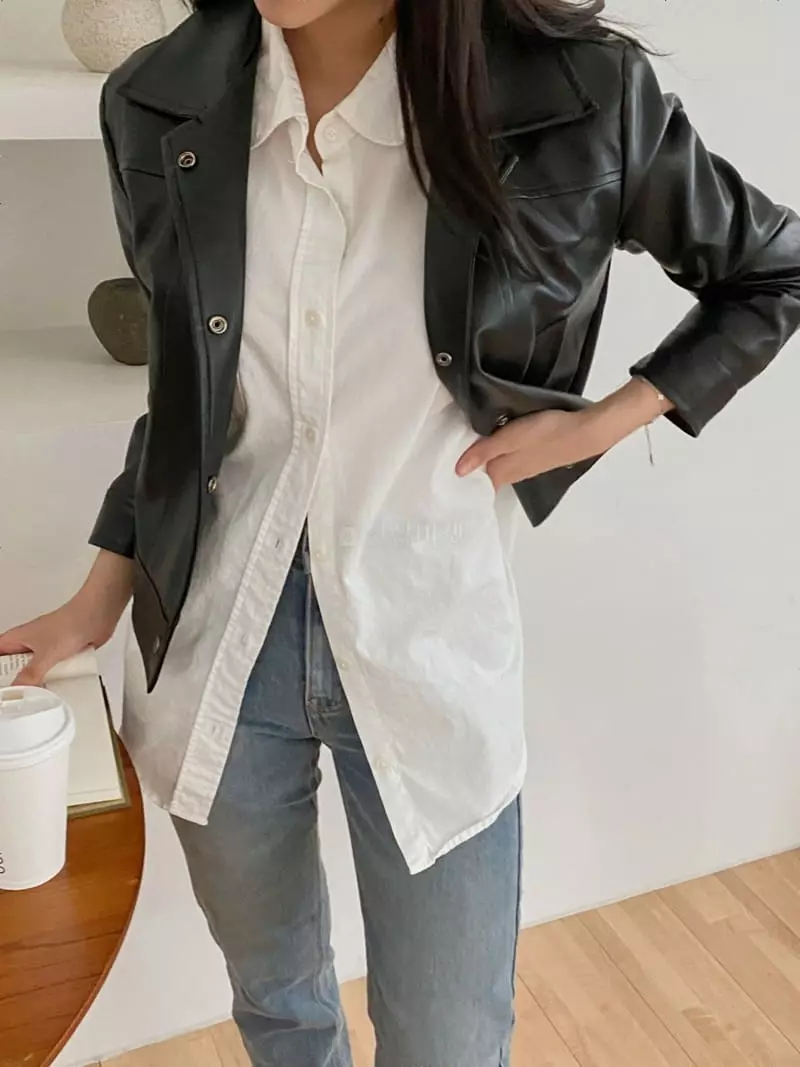 Ame - Korean Women Fashion - #vintageinspired - Leather Jacket - 12