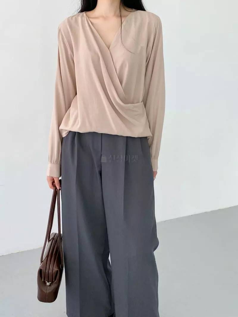 Ame - Korean Women Fashion - #womensfashion - Slik Wrap Blouse - 9