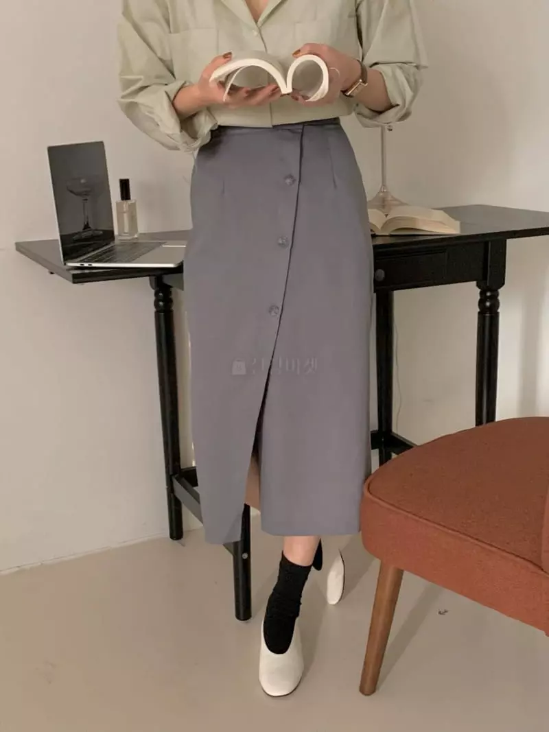 Ame - Korean Women Fashion - #momslook - Button SKirt - 4