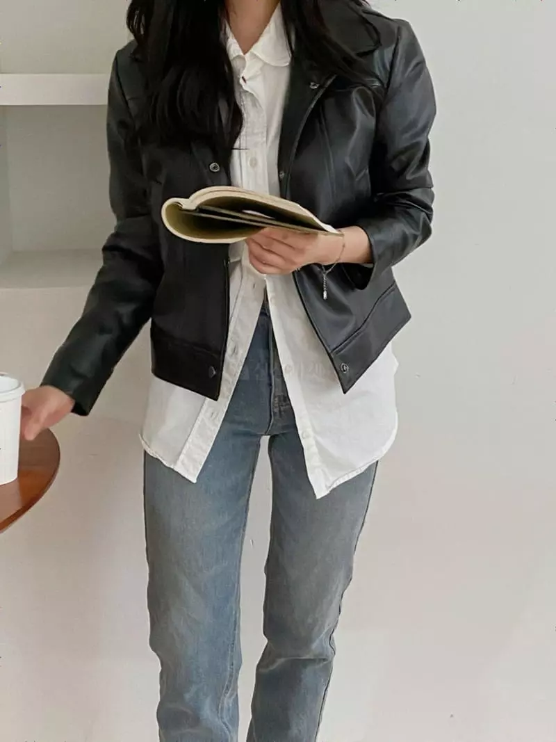 Ame - Korean Women Fashion - #womensfashion - Leather Jacket - 11