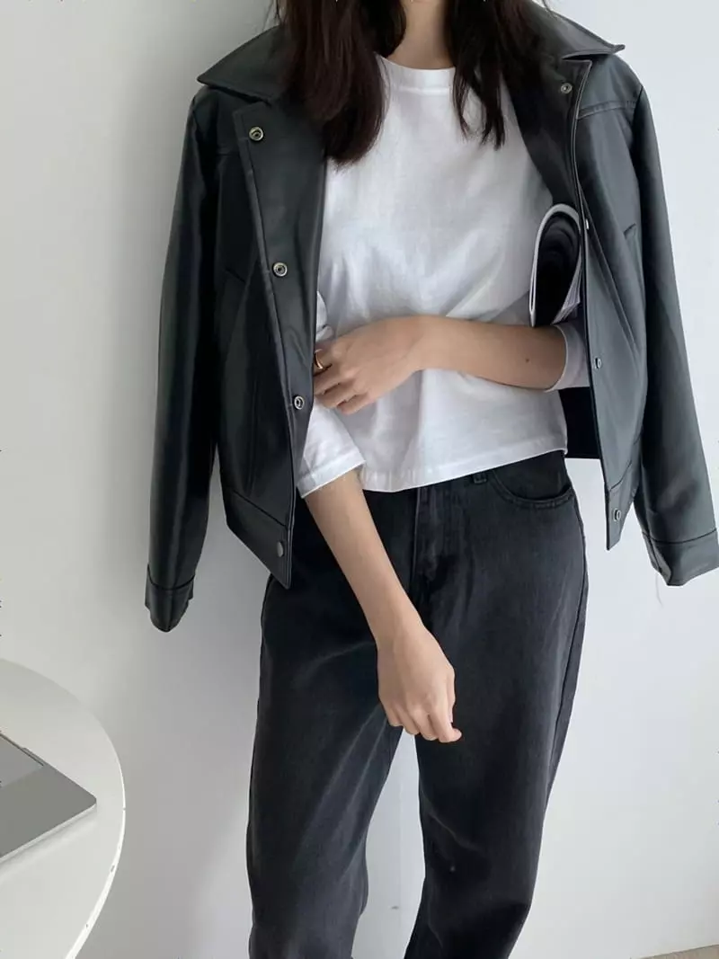 Ame - Korean Women Fashion - #womensfashion - Leather Jacket - 3