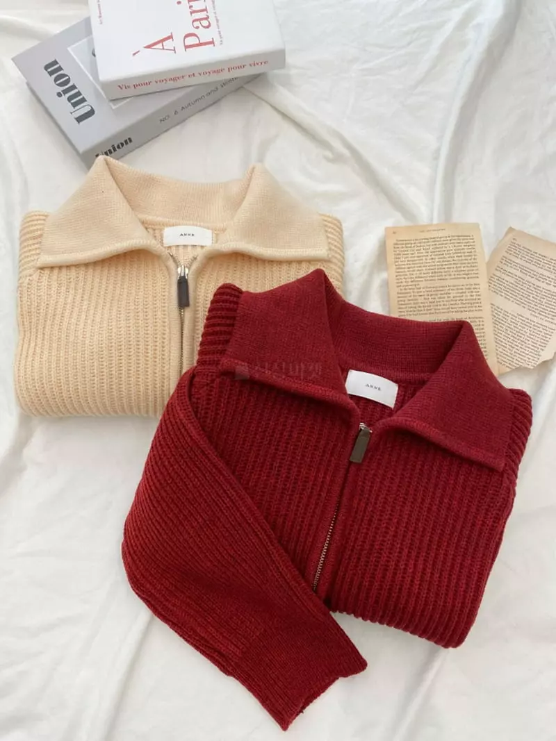 Anne - Korean Women Fashion - #womensfashion - Crom Collar Knit Tee - 4