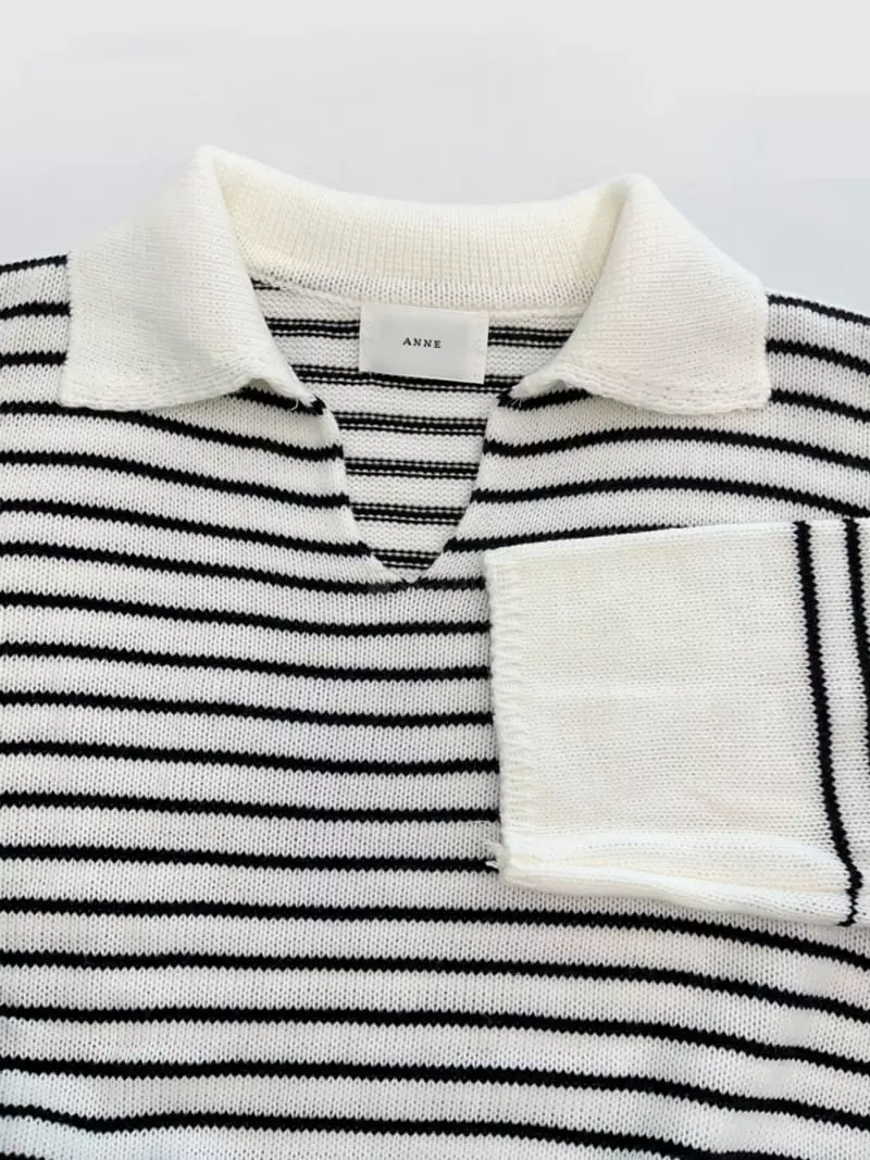 Anne - Korean Women Fashion - #womensfashion - Candy Collar Knit Tee - 4