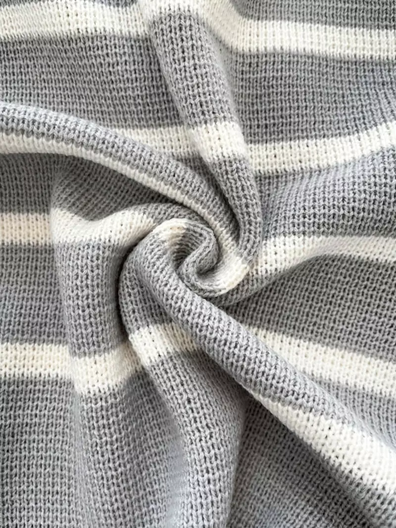 Anne - Korean Women Fashion - #momslook - Collar Slit Stripes Knit Tee - 2