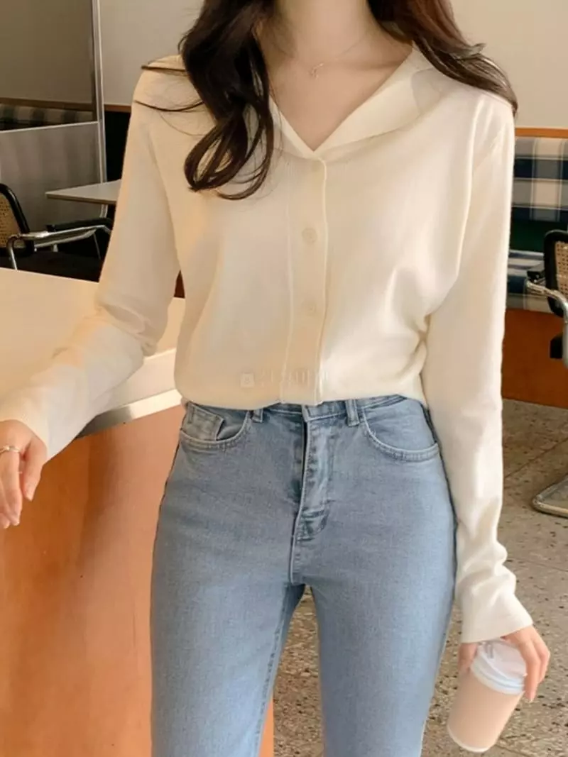 Anne - Korean Women Fashion - #momslook - Berni Collar Knit Tee