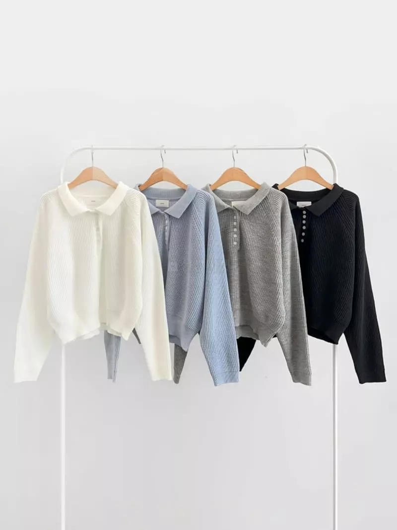 Anne - Korean Women Fashion - #momslook - Raglan Collar Knit Tee