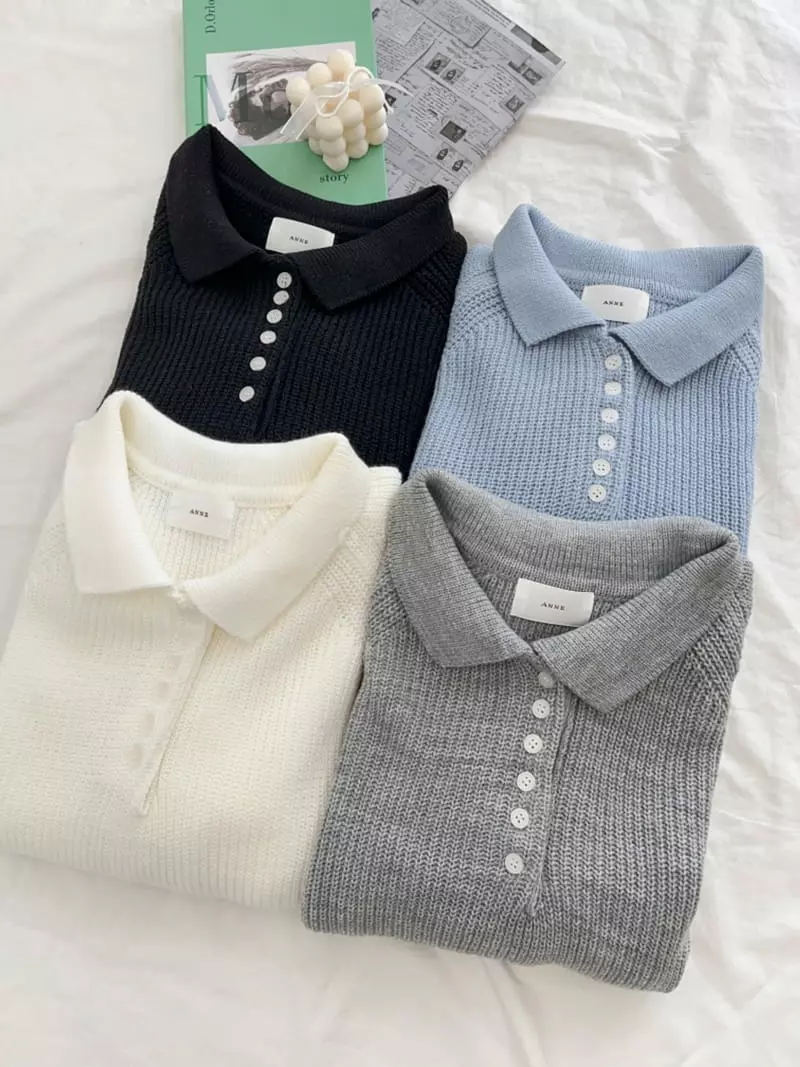 Anne - Korean Women Fashion - #momslook - Raglan Collar Knit Tee - 3