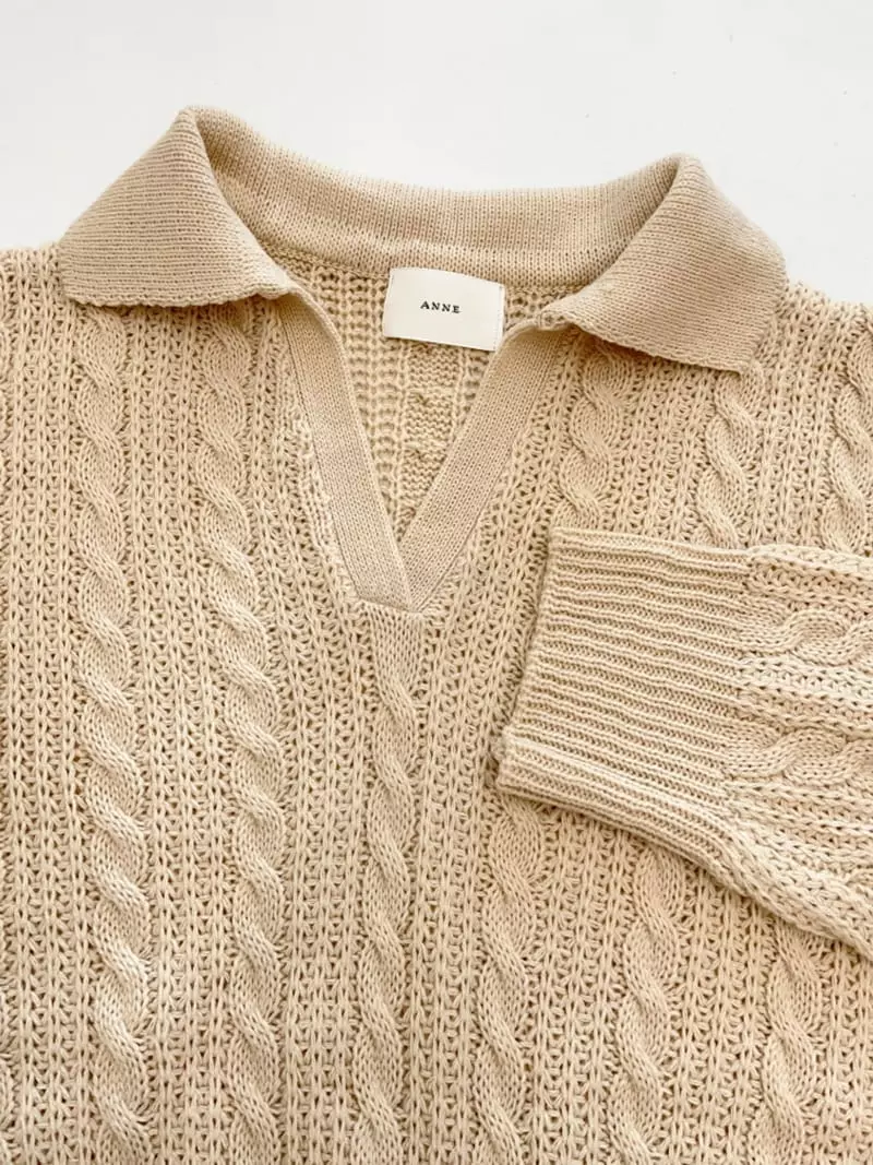 Anne - Korean Women Fashion - #vintagekidsstyle - Milk Collar Knit Tee - 2