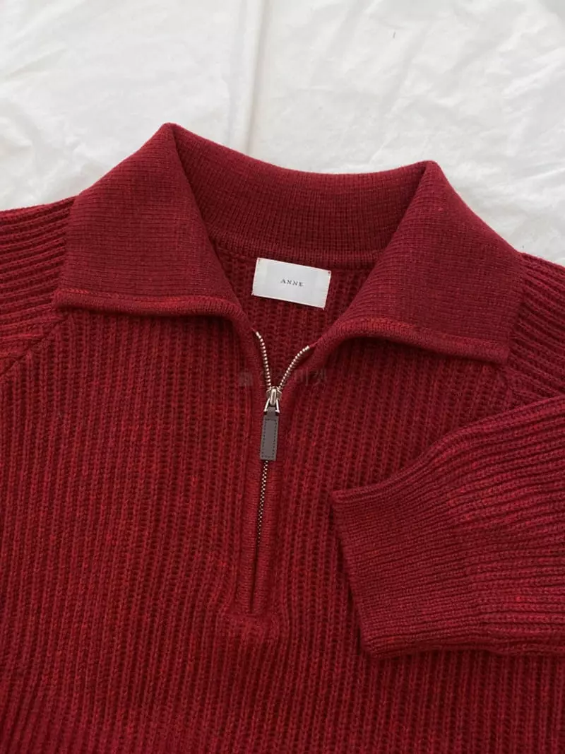 Anne - Korean Women Fashion - #womensfashion - Crom Collar Knit Tee - 5