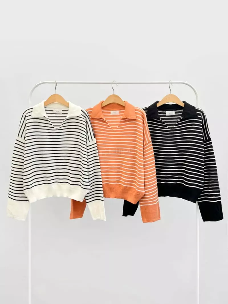 Anne - Korean Women Fashion - #womensfashion - Candy Collar Knit Tee
