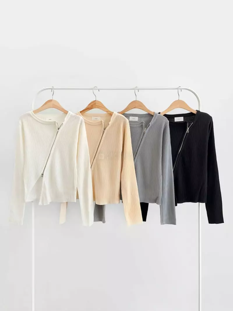 Anne - Korean Women Fashion - #womensfashion - Sasun Zipper Cardigan