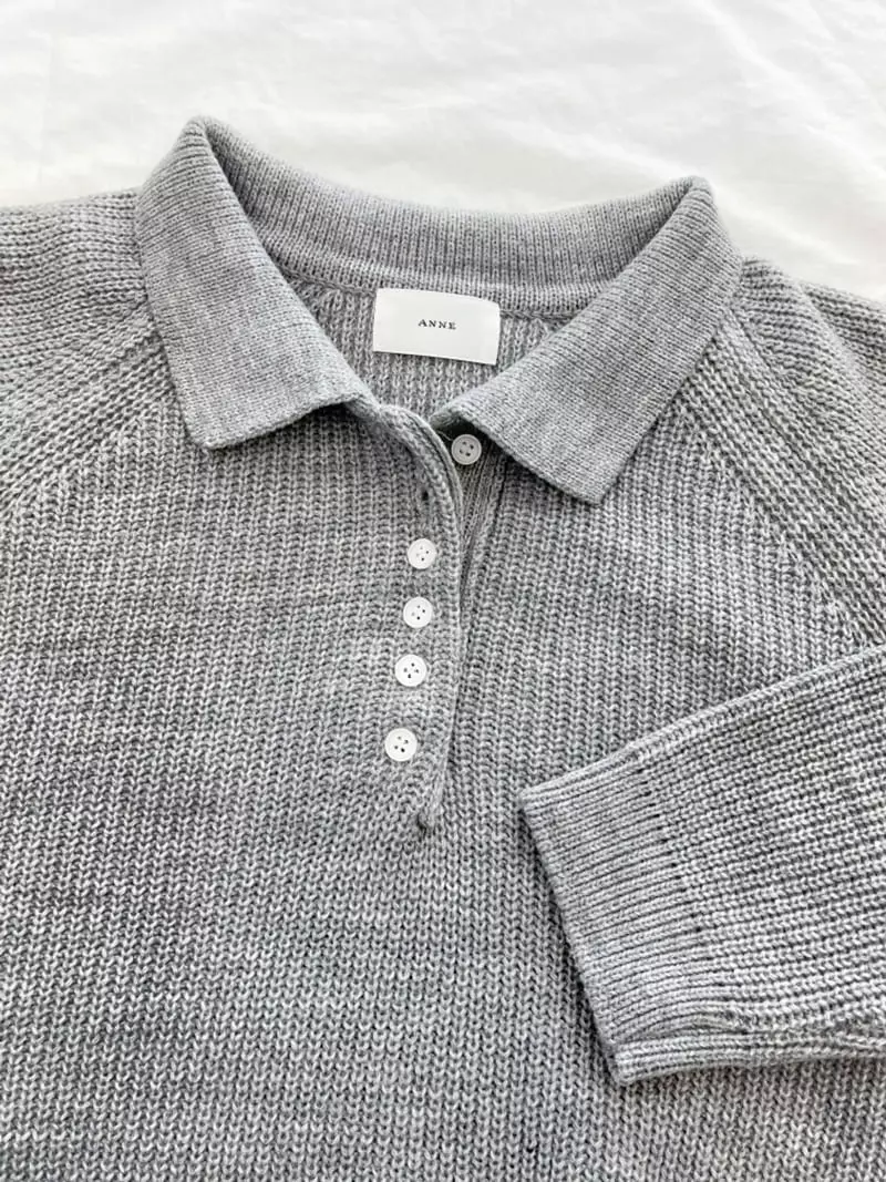 Anne - Korean Women Fashion - #momslook - Raglan Collar Knit Tee - 4