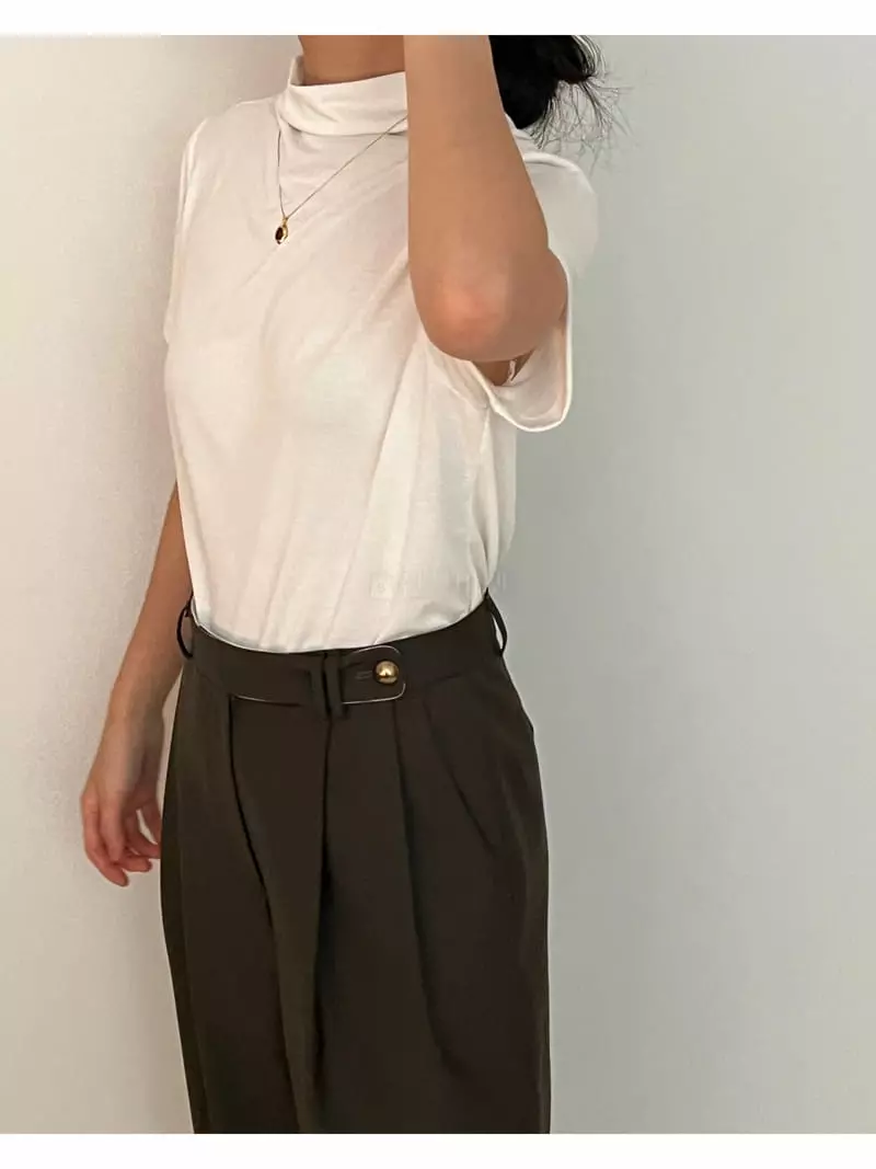 Arr - Korean Women Fashion - #womensfashion - Sand Half Turtleneck Tee - 11