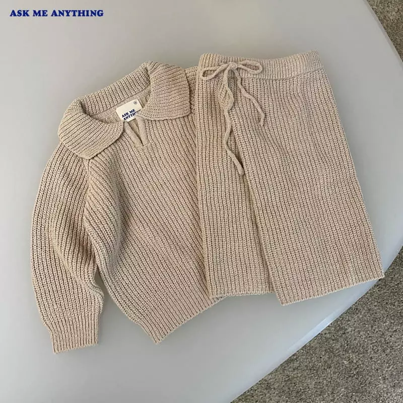 Ask Me Anything - Korean Children Fashion - #fashionkids - Coming Knit Top Bottom Set - 12