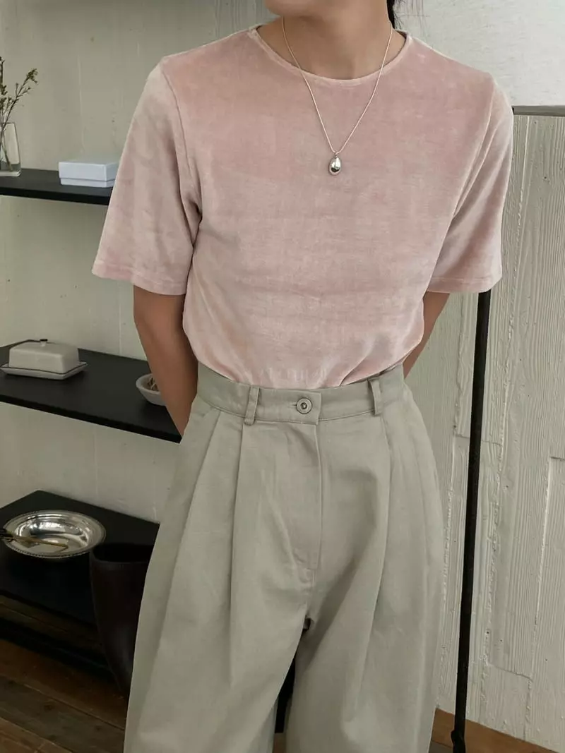 Atmosphere - Korean Women Fashion - #momslook - Modal Velvet Tee - 9