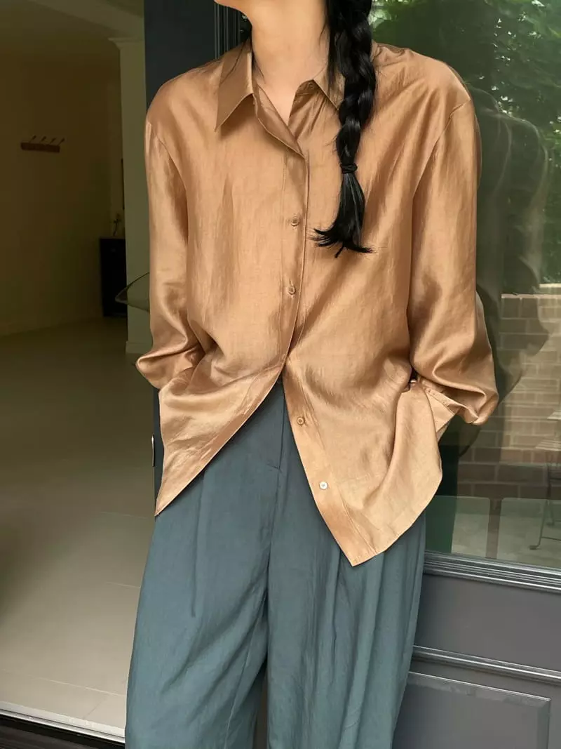 Atmosphere - Korean Women Fashion - #momslook - Luby Tencel Shirt - 10