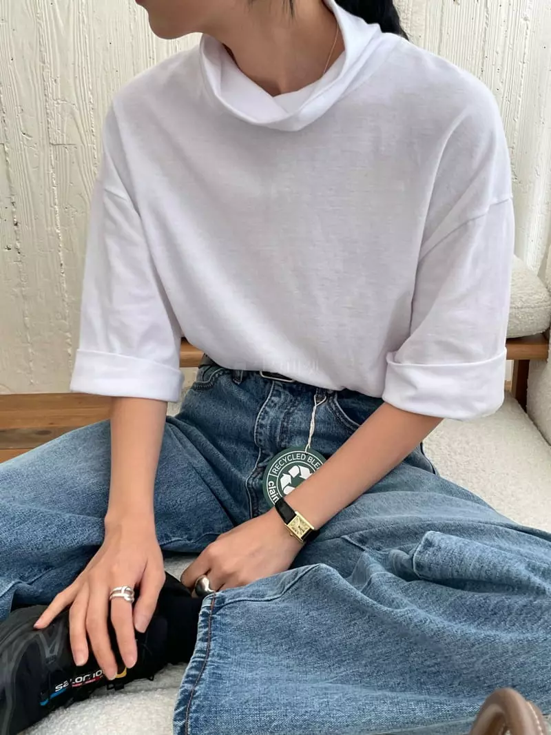 Atmosphere - Korean Women Fashion - #momslook - Peach Turtleneck Tee - 11