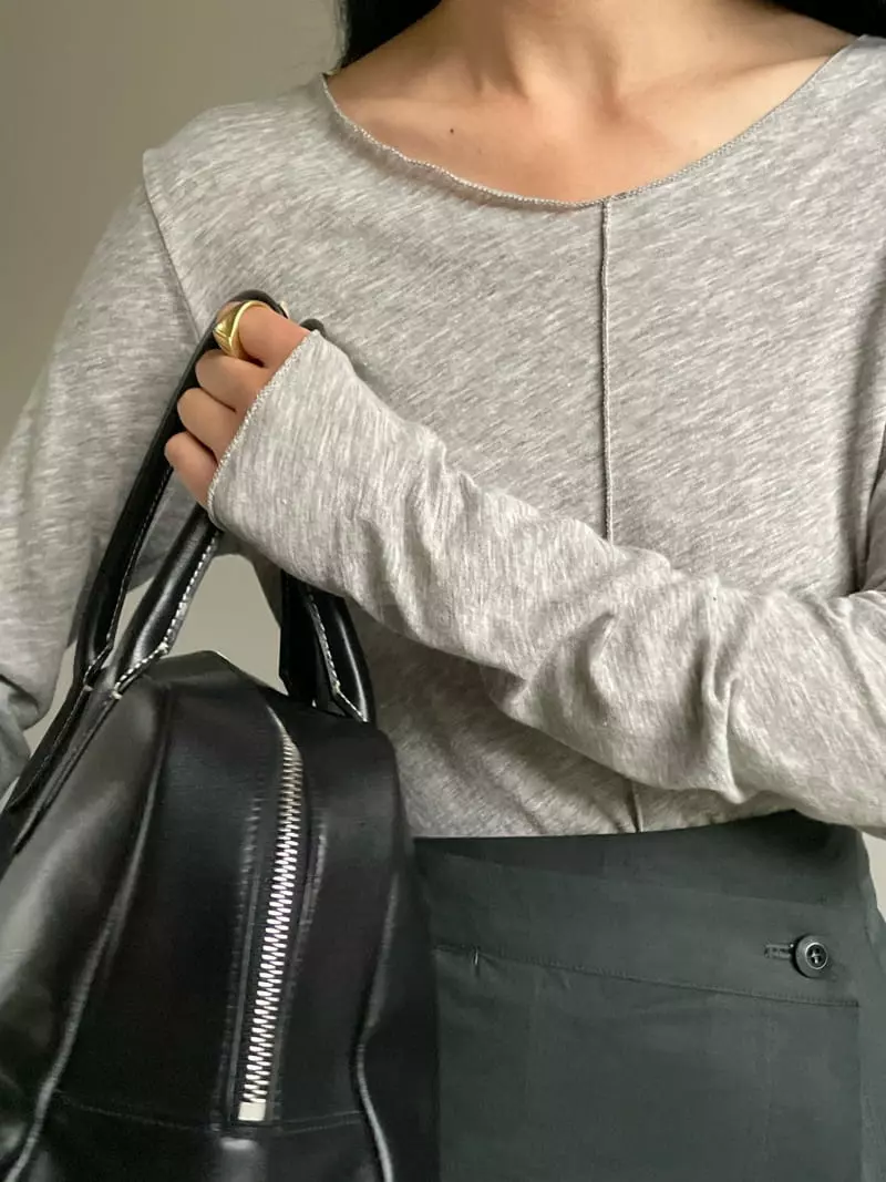 Atmosphere - Korean Women Fashion - #momslook - Modal V Neck Tee - 8