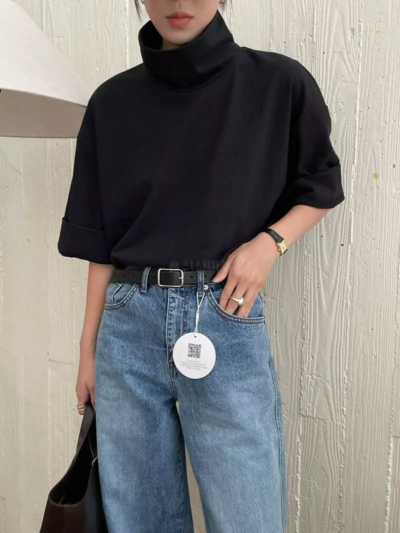 Atmosphere - Korean Women Fashion - #romanticstyle - Peach Turtleneck Tee - 7