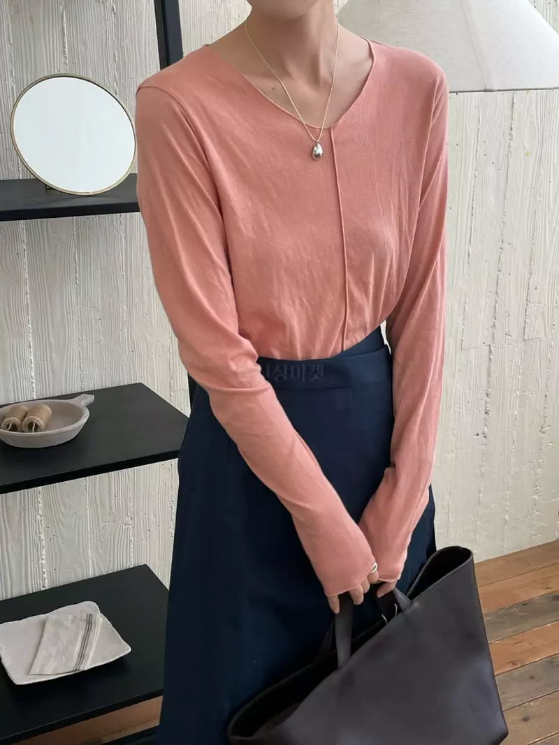 Atmosphere - Korean Women Fashion - #shopsmall - Modal V Neck Tee