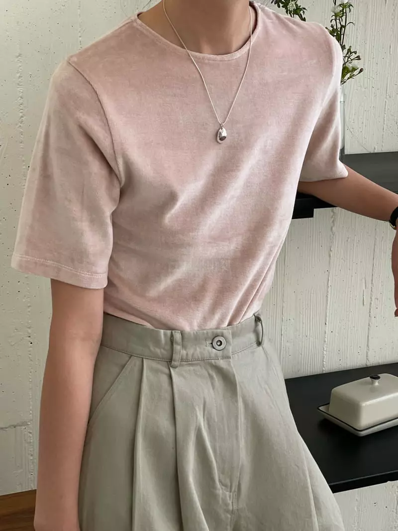 Atmosphere - Korean Women Fashion - #womensfashion - Modal Velvet Tee - 10