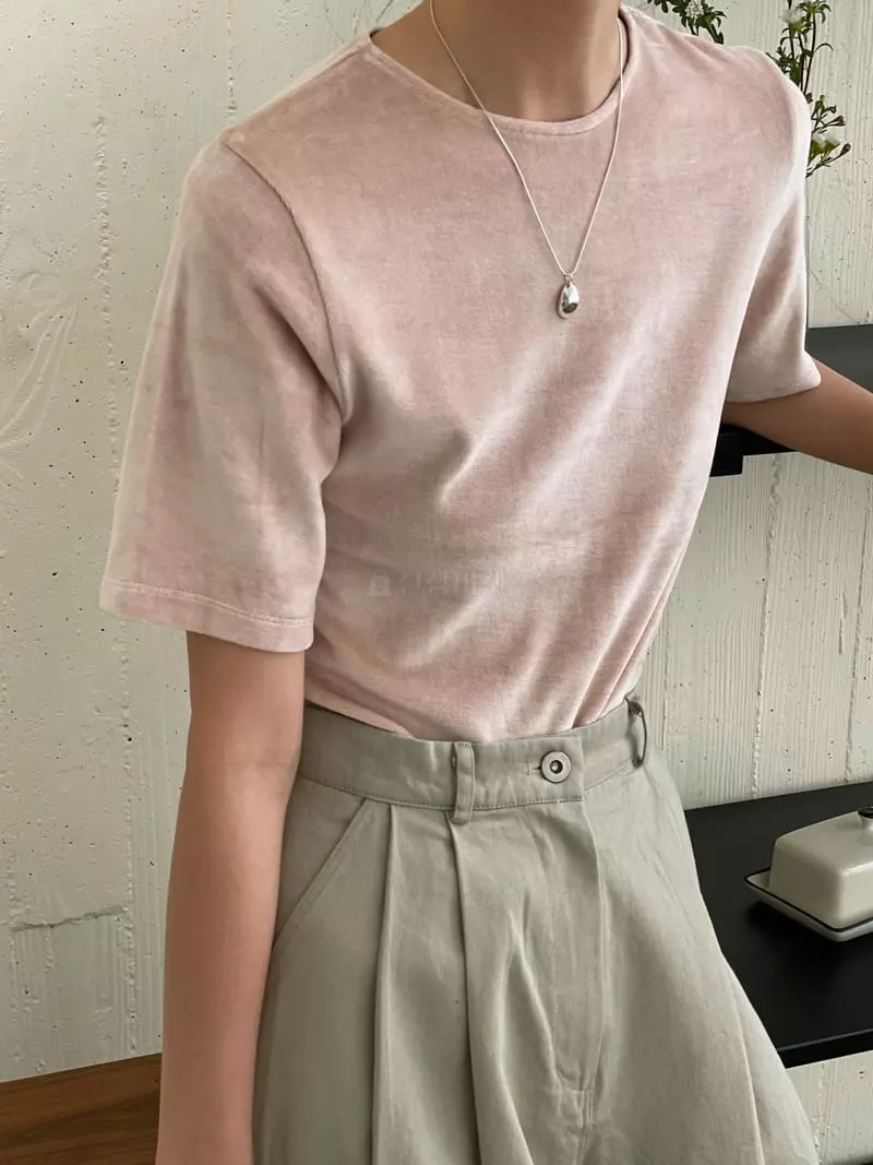 Atmosphere - Korean Women Fashion - #womensfashion - Modal Velvet Tee - 12